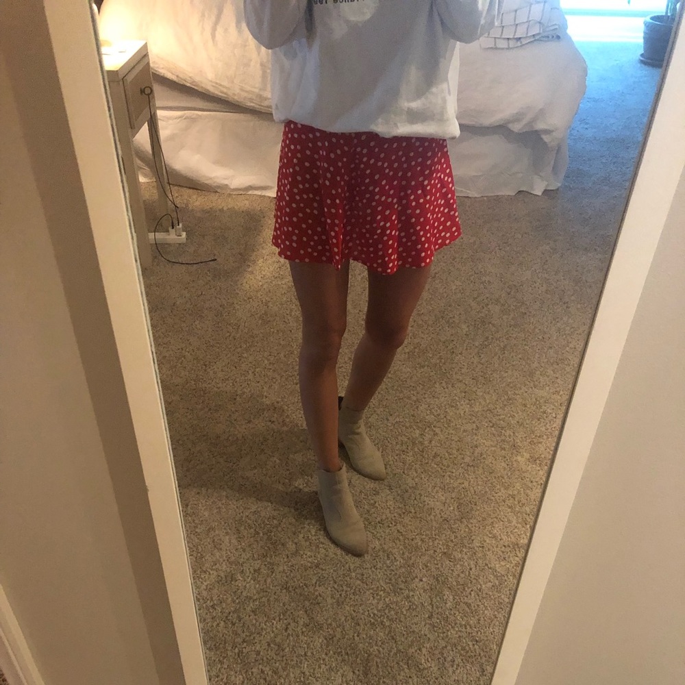 Verge Girl red polka dot skirt